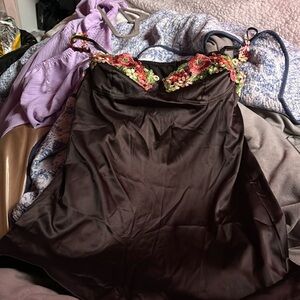 black dress with flower top